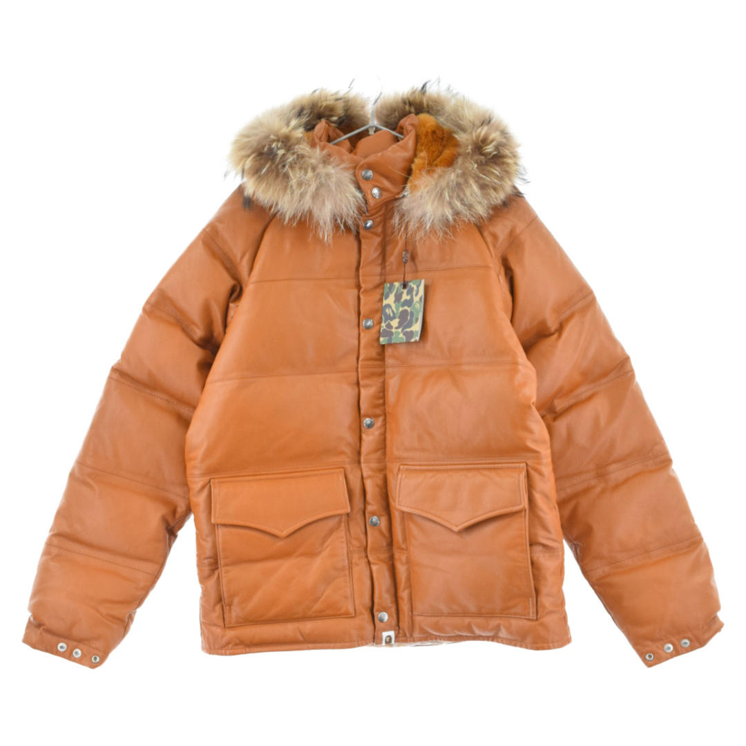 A BATHING APE アベイシングエイプ LEATHER CLASSIC DOWN JACKET レザーダウンジャケット ブラウン |  フリマアプリ ラクマ