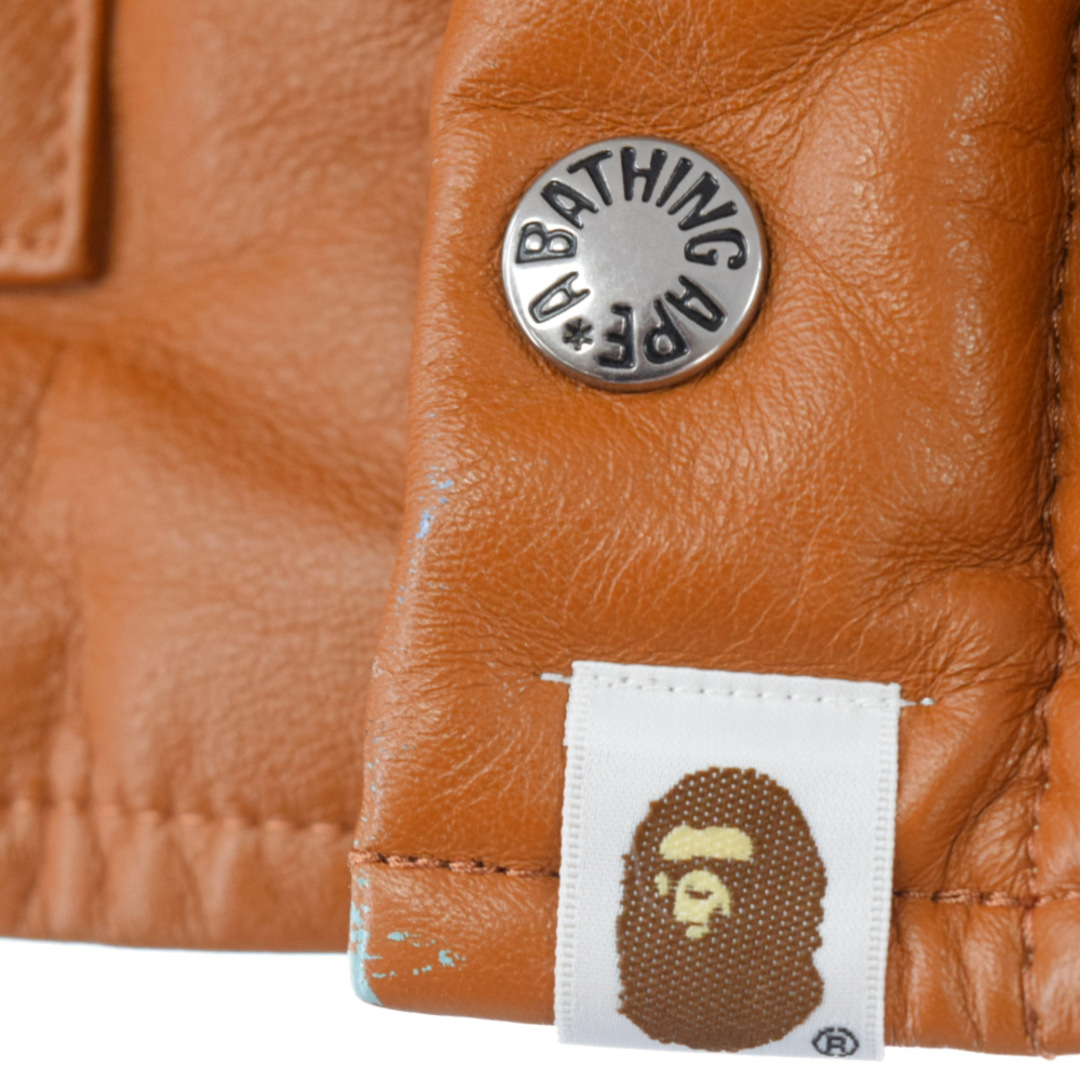 A BATHING APE アベイシングエイプ LEATHER CLASSIC DOWN JACKET レザーダウンジャケット ブラウン