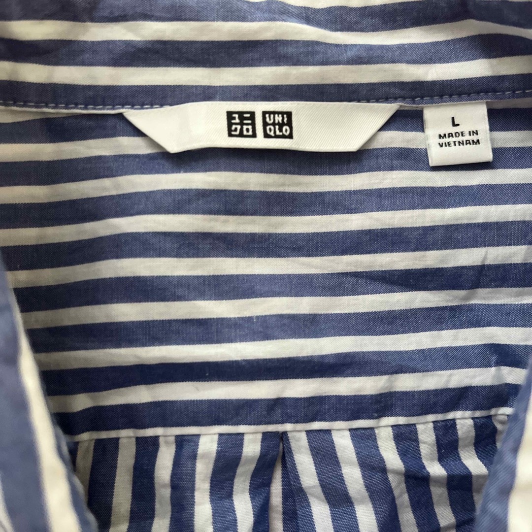 UNIQLO(ユニクロ)のUNIQLO コットンストライプロングシャツ レディースのトップス(シャツ/ブラウス(長袖/七分))の商品写真