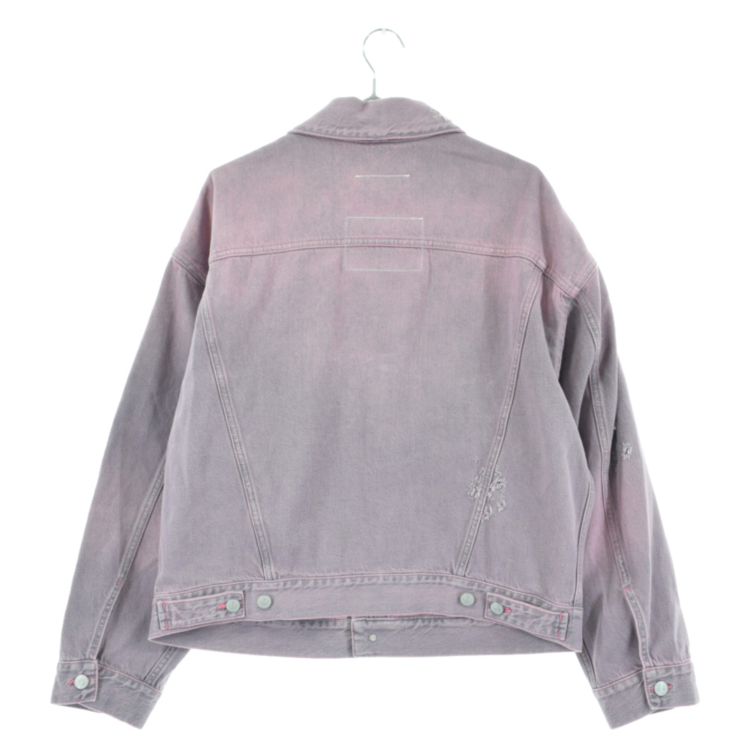 MM6(エムエムシックス)のMM6 Maison Margiela エムエムシックスメゾンマルジェラ Pink Distressed Denim Jacket S62AN0097 ダメージ加工 ピンクデニムジャケット ピンク メンズのジャケット/アウター(Gジャン/デニムジャケット)の商品写真