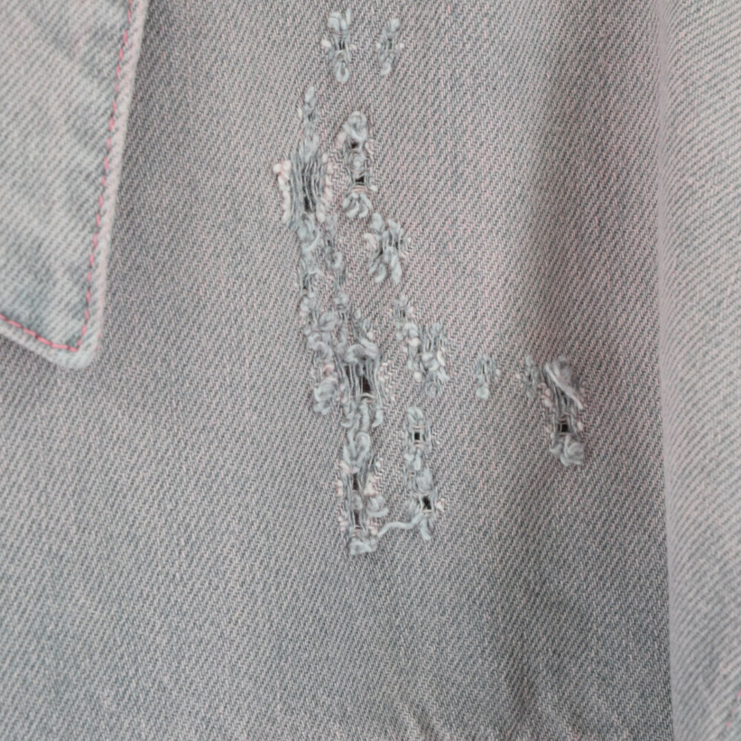 MM6(エムエムシックス)のMM6 Maison Margiela エムエムシックスメゾンマルジェラ Pink Distressed Denim Jacket S62AN0097 ダメージ加工 ピンクデニムジャケット ピンク メンズのジャケット/アウター(Gジャン/デニムジャケット)の商品写真