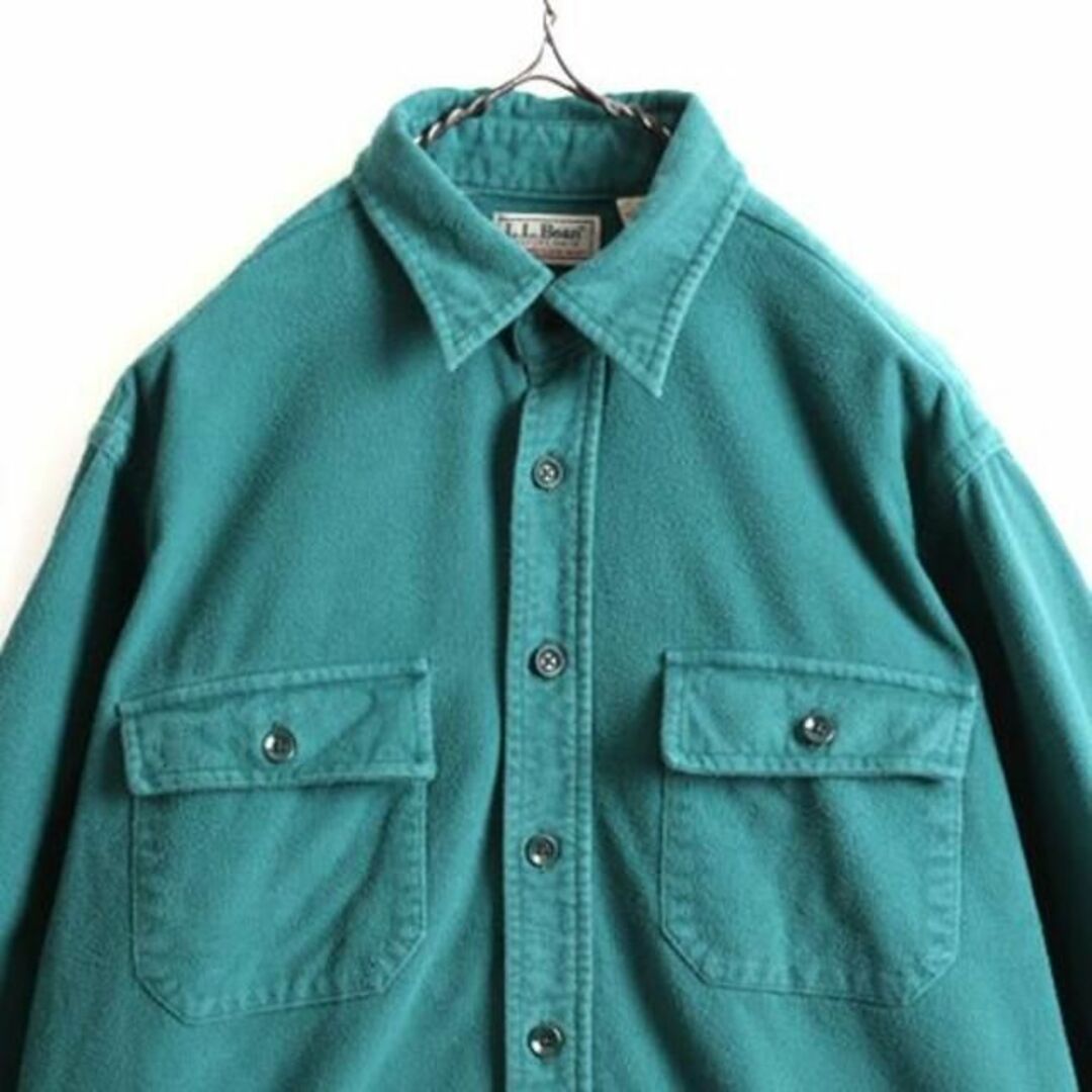 エルエルビーン シャモアクロス 長袖シャツ グリーン アメリカUS - シャツ