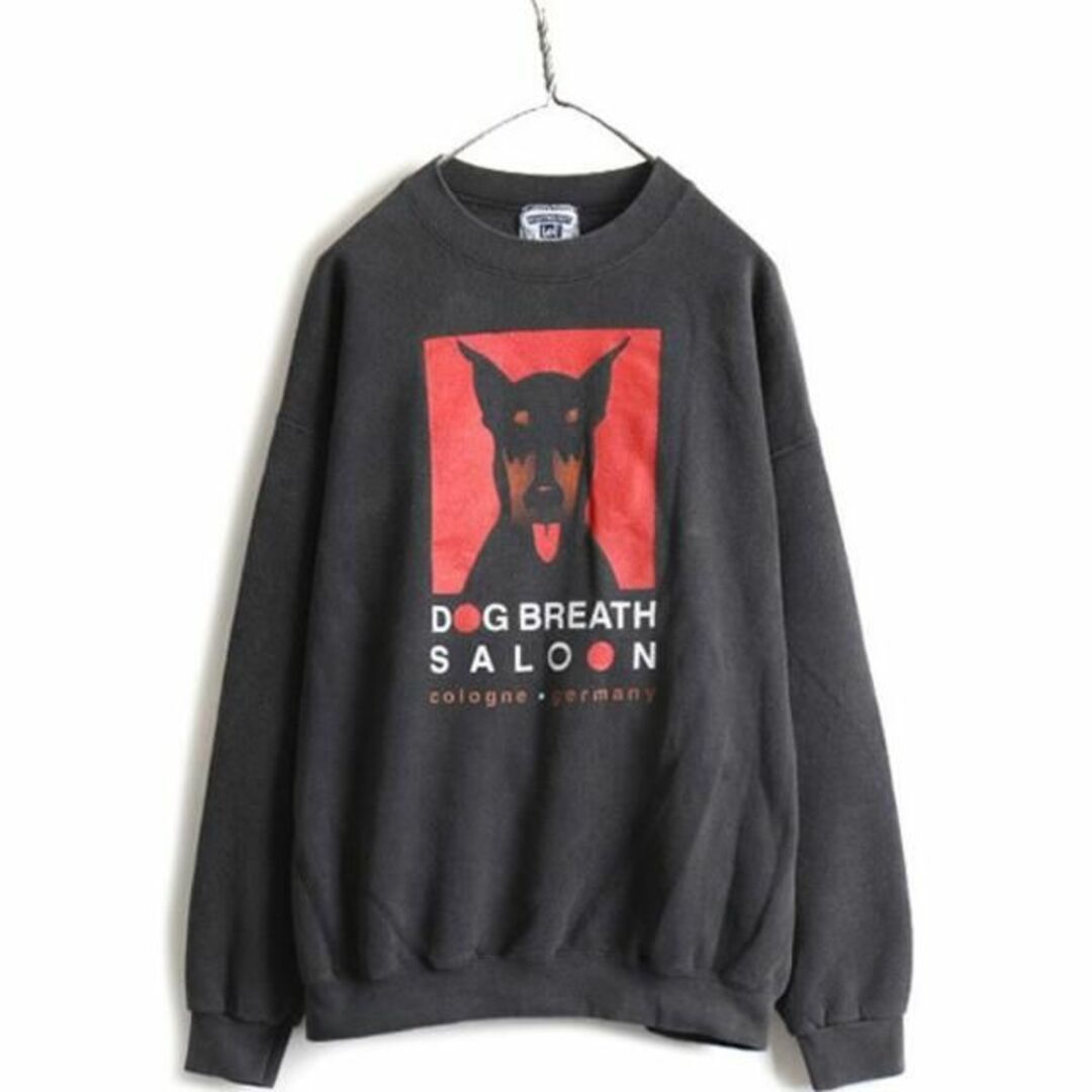 90s USA製 アニマル 企業 プリント スウェット トレーナー XL 黒の通販
