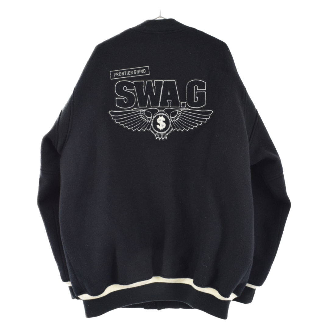 SWAGGER スワッガー ワッペンデザイン ウール スタジアムジャケット スタジャン ブラック SWGJKT-271