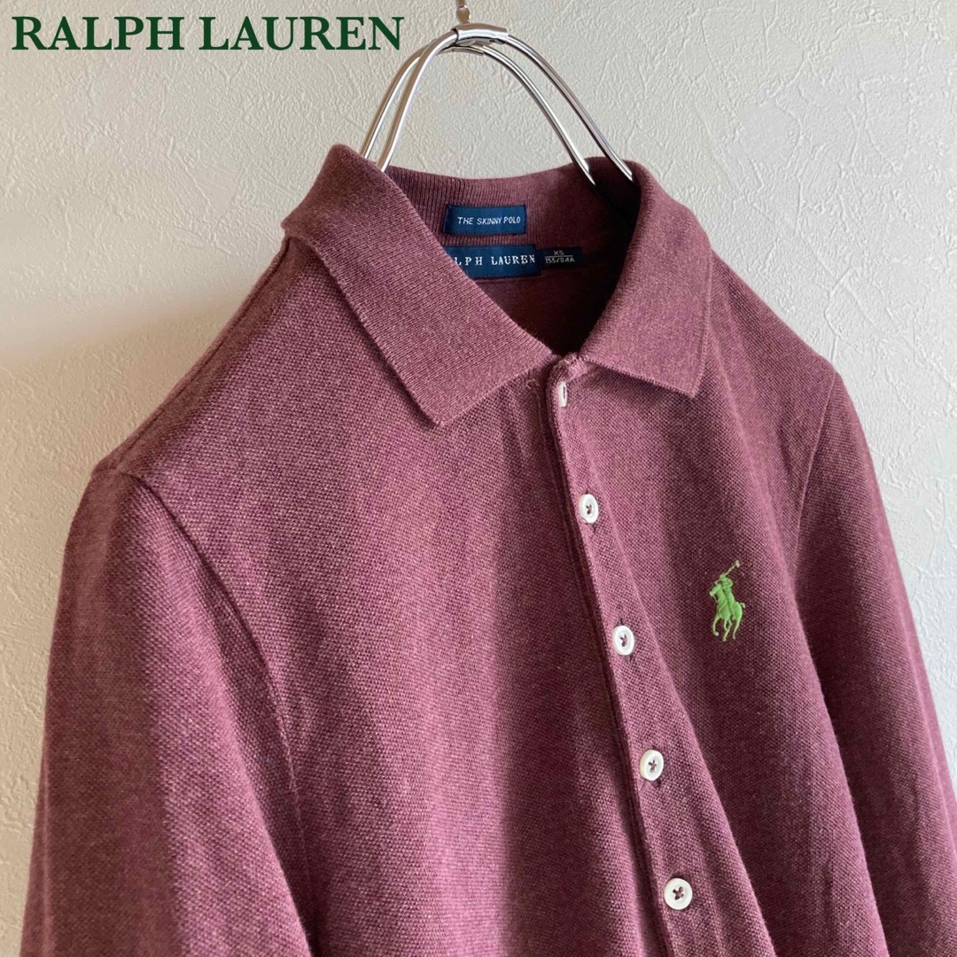 Ralph Lauren - ラルフローレン ロゴ刺繍 7分袖 ポロシャツ XS