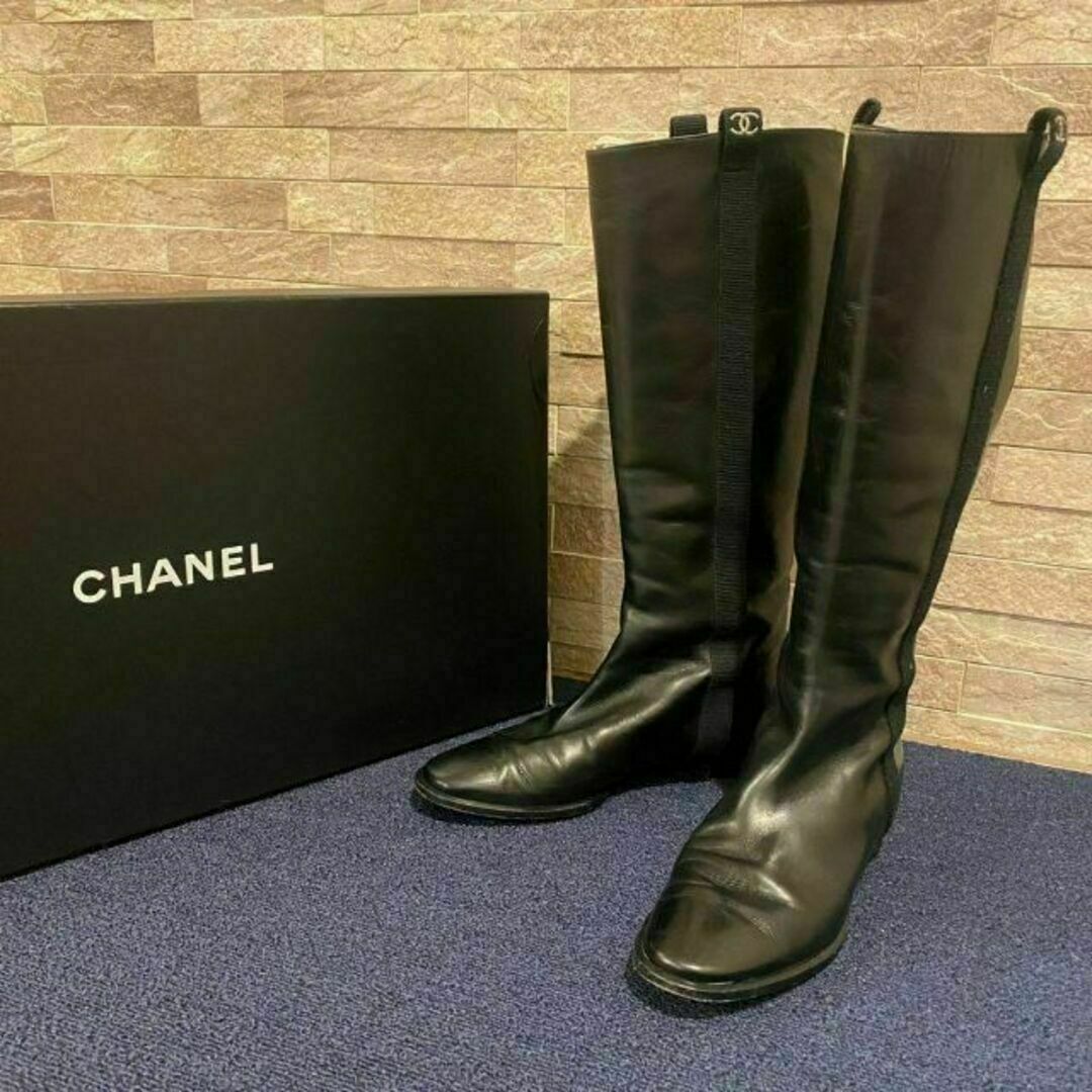 CHANEL - 箱付き CHANEL シャネル ココマーク ロングブーツ 靴の通販