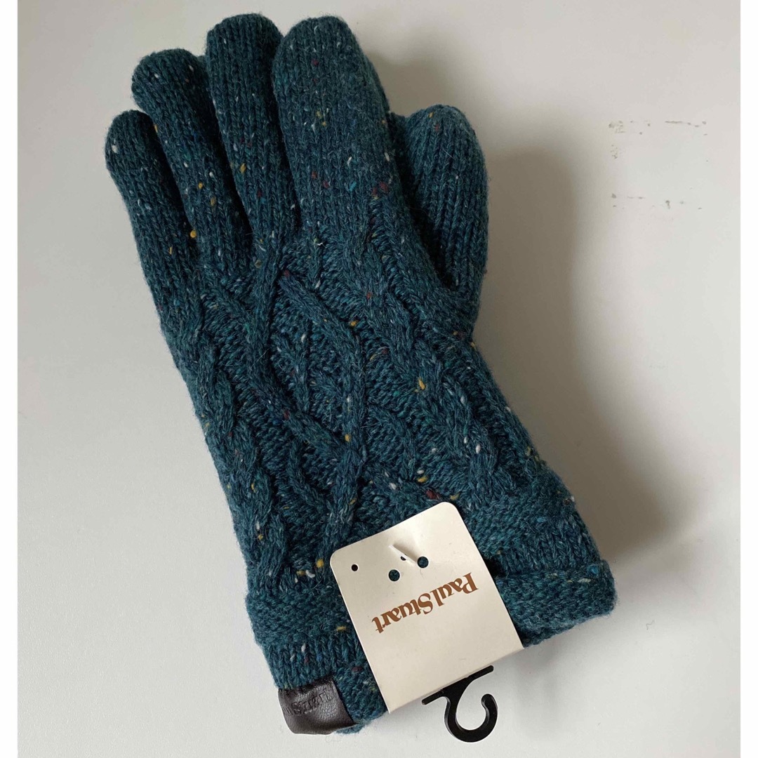 Paul Stuart(ポールスチュアート)のポールスチュアート メンズ 手袋 ふわふわあったか 裏地付き グリーン模様編み メンズのファッション小物(手袋)の商品写真