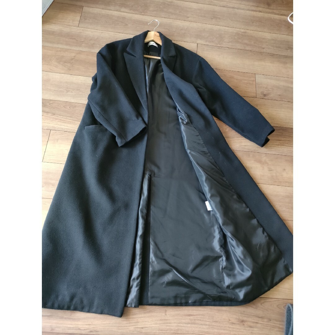 ブラックロングコート レディースのジャケット/アウター(ロングコート)の商品写真