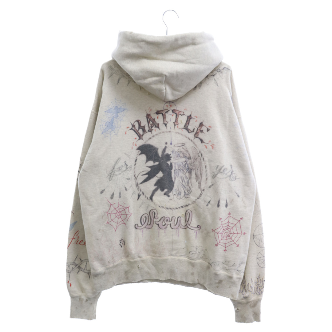 SAINT MICHAEL セントマイケル 21AW Dr. Woo GRAPHIC SWEAT HOODIE グラフィックスウェットパーカー ベージュ SM-A21-0000-056