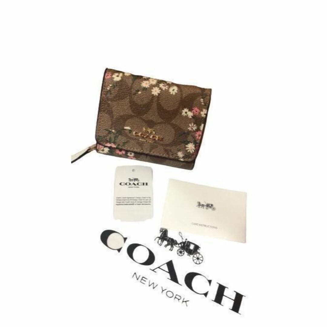 ❤️【匿名配送】三つ折財布 カーキマルチ　シグネチャー 花柄　COACH