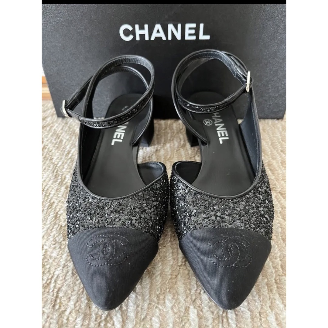 【週末値下げ】シャネルCHANEL❤︎ストラップパンプス❤︎36.5  ブラック