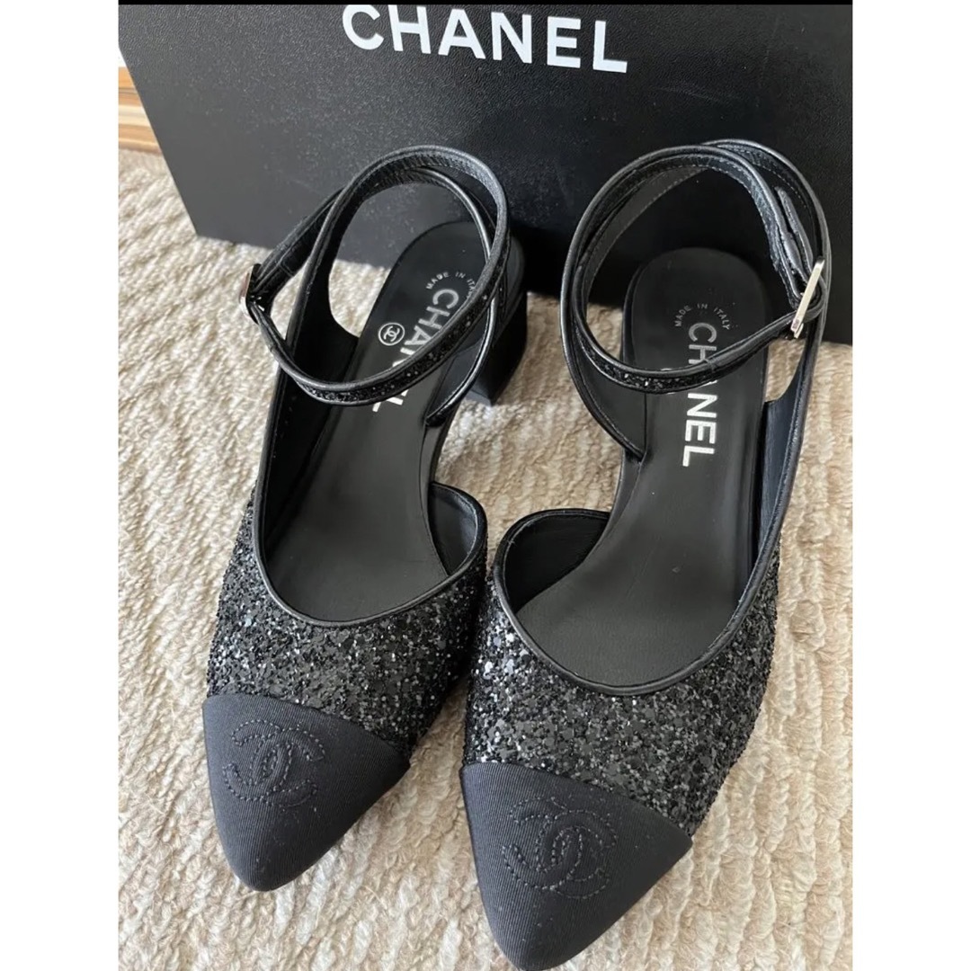 【週末値下げ】シャネルCHANEL❤︎ストラップパンプス❤︎36.5  ブラック