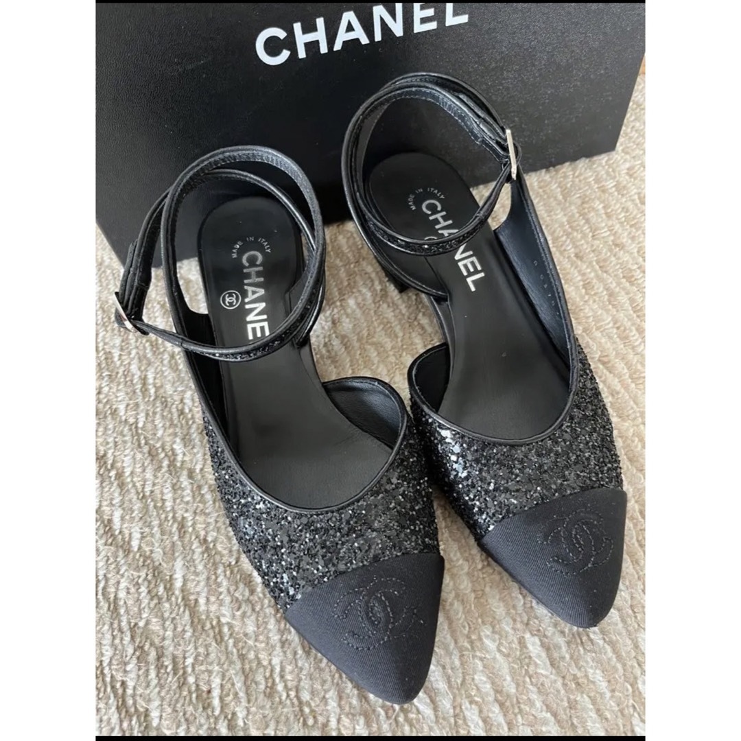 【週末値下げ】シャネルCHANEL❤︎ストラップパンプス❤︎36.5  ブラック