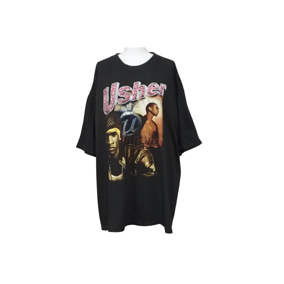 USHER アッシャー 半袖Tシャツ ラップT プリントT トップス R&B U Got It Bad コットン ブラック XL ユニセックス 美品 中古 55145 レディースのトップス(Tシャツ(半袖/袖なし))の商品写真