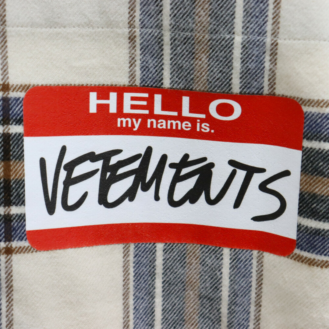 VETEMENTS ヴェトモン MY NAME IS VETEMENTS SLEEVELESS FLANNEL SHIRT マイネームイズヴェトモン ノースリーブ チェック ネルシャツ ベージュ UE52SH280W