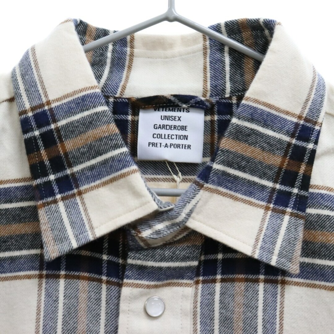 VETEMENTS ヴェトモン MY NAME IS VETEMENTS SLEEVELESS FLANNEL SHIRT マイネームイズヴェトモン ノースリーブ チェック ネルシャツ ベージュ UE52SH280W