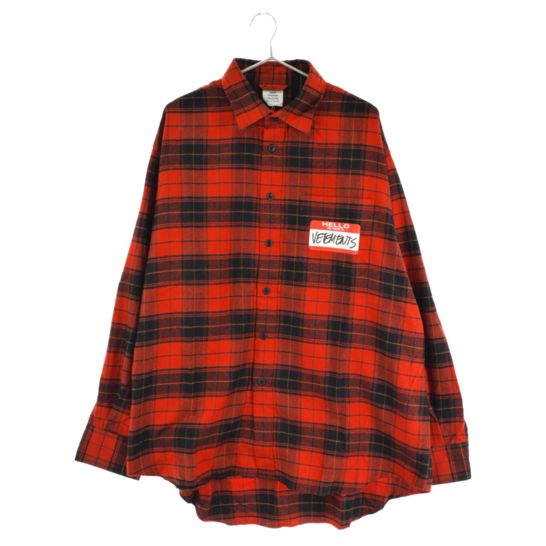 VETEMENTS ヴェトモン MY NAME IS VETEMENTS SLEEVELESS FLANNEL SHIRT マイネームイズヴェトモン ロングスリーブ チェック ネルシャツ レッド UE52SH580R