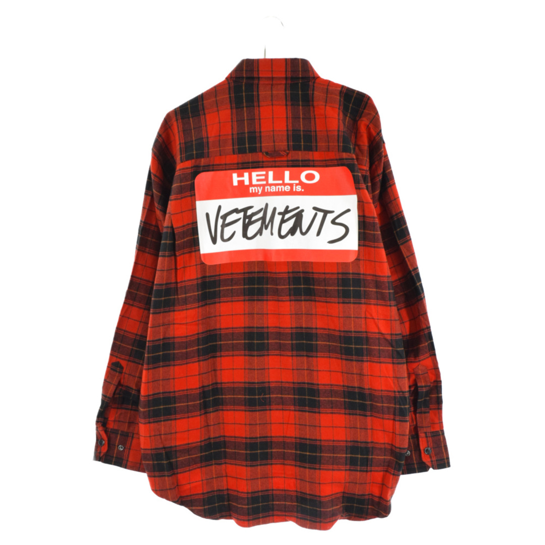 VETEMENTS ヴェトモン MY NAME IS VETEMENTS SLEEVELESS FLANNEL SHIRT マイネームイズヴェトモン ロングスリーブ チェック ネルシャツ レッド UE52SH580R