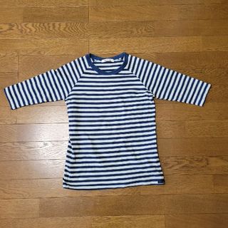 トゥアクー(tout a coup)の美品　Mサイズ　ボーダー　七分丈　カットソー(カットソー(長袖/七分))