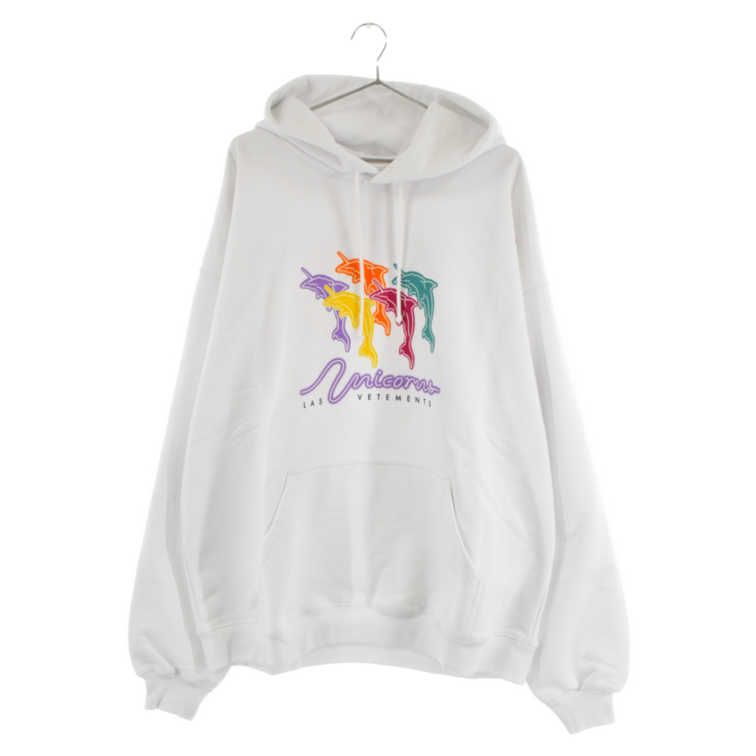 VETEMENTS ヴェトモン DOLPHIN-UNICORN HOODIE ドルフィン ユニコーン プルオーバーパーカー ホワイト UA53HD220W