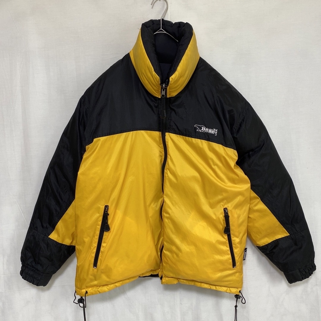 Bear USA(ベアー)のBear USA 肉厚リバーシブルダウンジャケット 黒黄色ツートン 90's メンズのジャケット/アウター(ダウンジャケット)の商品写真