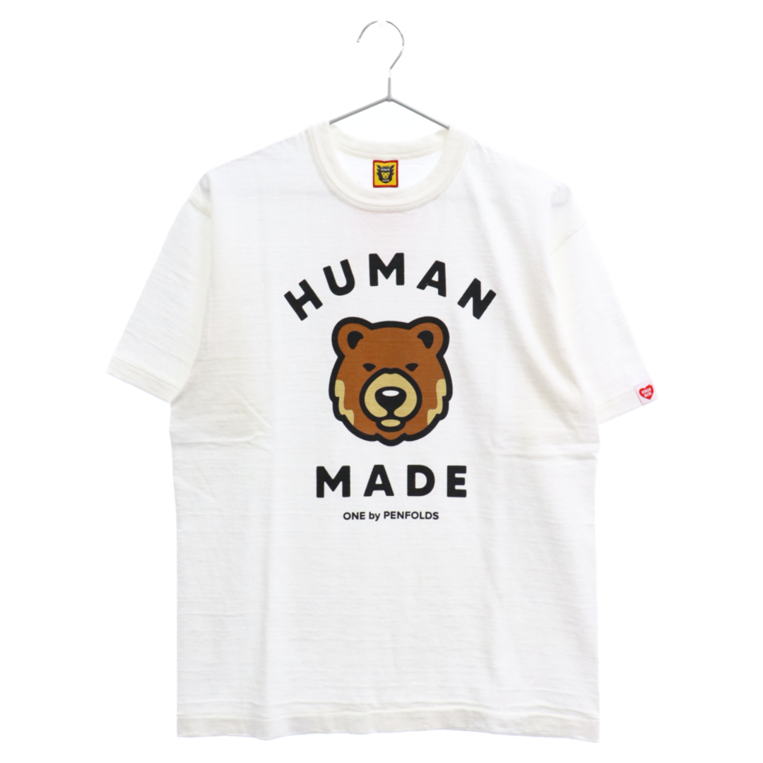 HUMAN MADE ヒューマンメイド 23SS One By Penfolds Bear T-SHIRT ワンバイペンフォールズ ベアフロントプリント半袖Tシャツ ホワイト XX25TE017