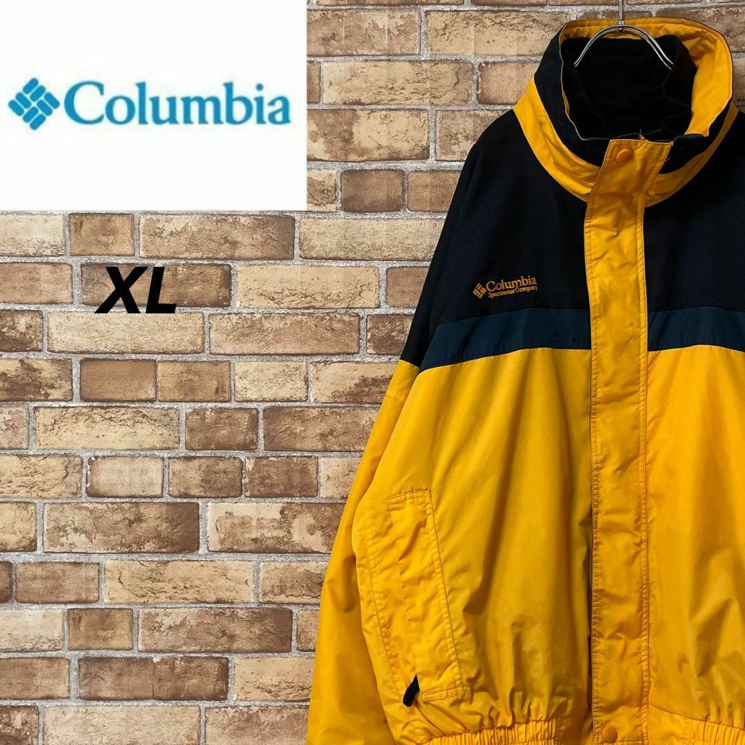 Columbia(コロンビア)のコロンビア　マウンテンパーカー　フリース付　アウトドア　イエロー　刺繍ロゴ　XL メンズのジャケット/アウター(マウンテンパーカー)の商品写真