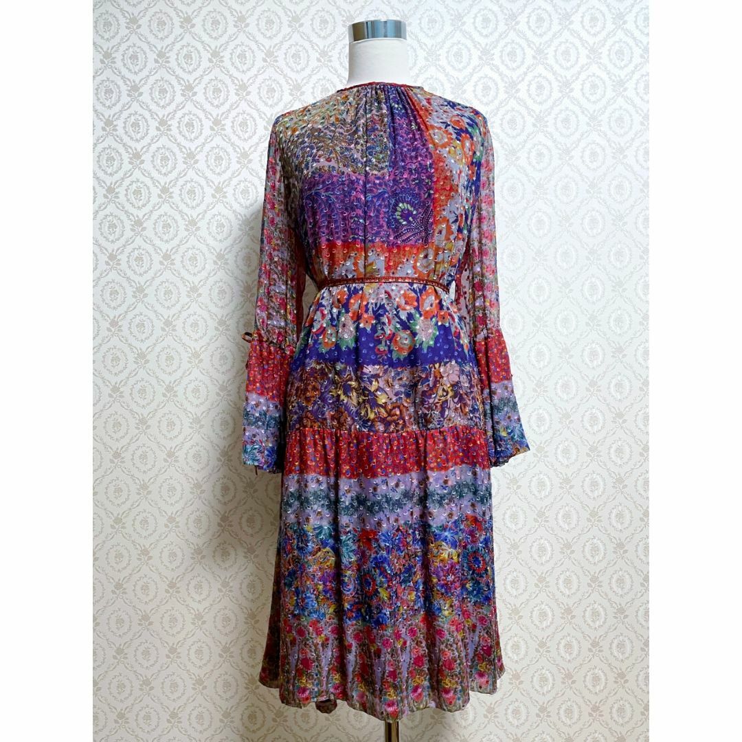 ETRO エトロ パープル花柄ワンピース