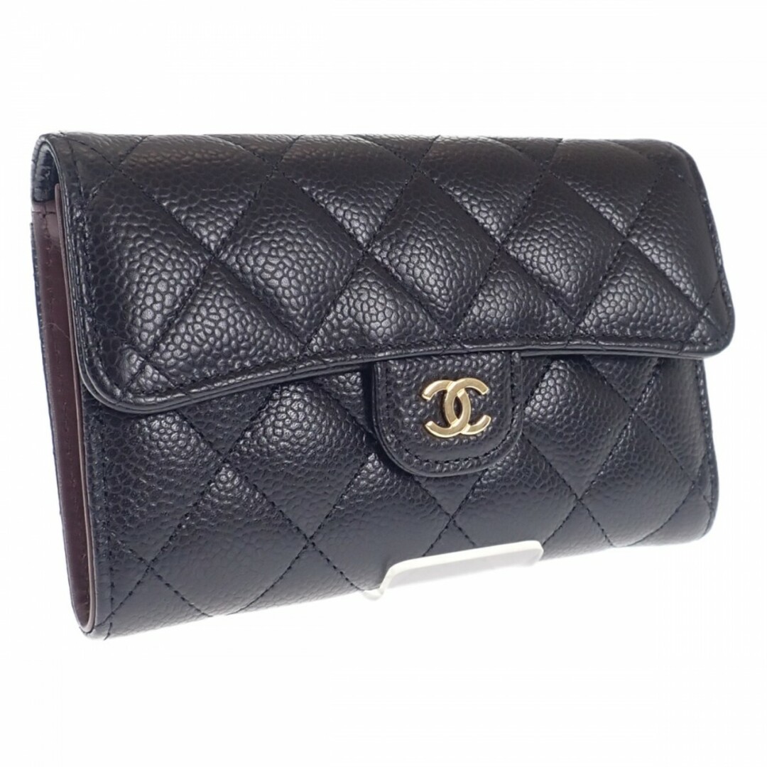 【Aランク】CHANEL シャネル クラシックフラップ ウォレット 三つ折財布 AP0232 Y01864 C3906 キャビアスキン ブラック レディース【ISEYA】ファッション小物