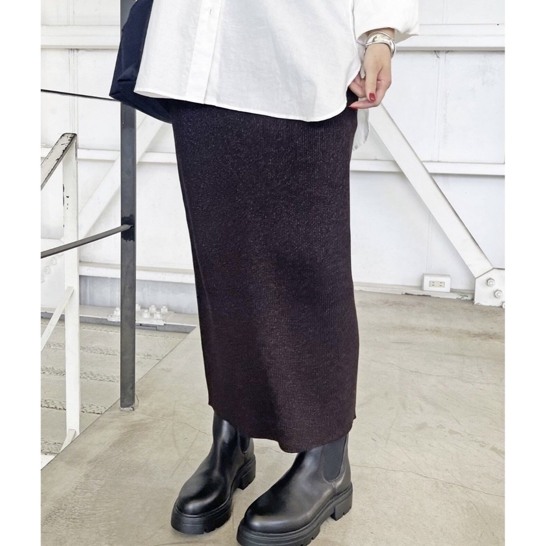 Spick & Span(スピックアンドスパン)のラメリブニットタイトスカート　36サイズ レディースのスカート(ロングスカート)の商品写真