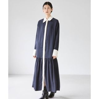 トゥデイフル(TODAYFUL)の【美品】TODAYFUL ドットシャツドレス 2way ロングワンピース 長袖(ロングワンピース/マキシワンピース)