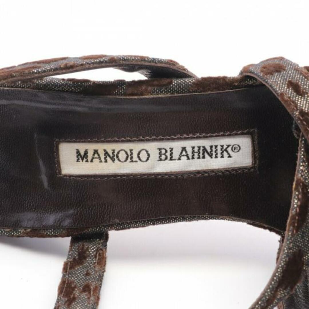 MANOLO BLAHNIK(マノロブラニク)の サンダル レオパード ファブリック グレー ダークブラウン レディースの靴/シューズ(サンダル)の商品写真