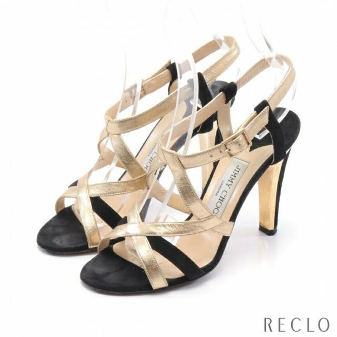 JIMMY CHOO - サンダル レザー スエード ゴールド ブラックの通販 by