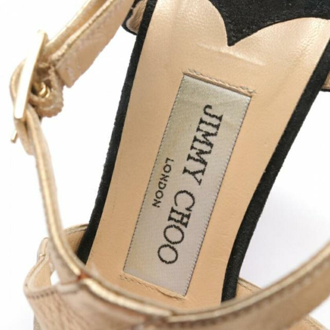JIMMY CHOO - サンダル レザー スエード ゴールド ブラックの通販 by