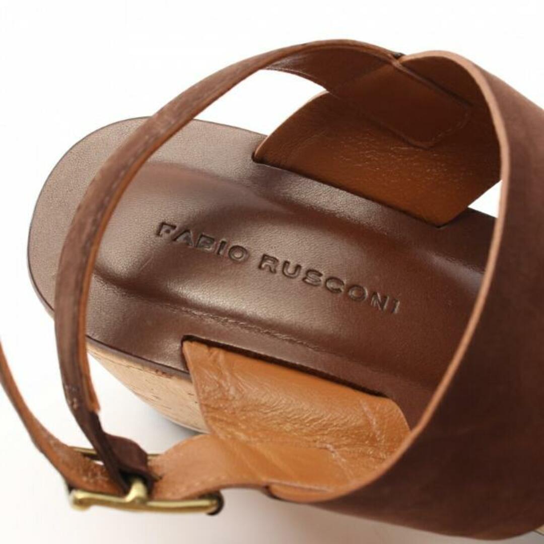 FABIO RUSCONI(ファビオルスコーニ)の サンダル スエード レザー ダークブラウン ゴールド ウェッジソール レディースの靴/シューズ(サンダル)の商品写真