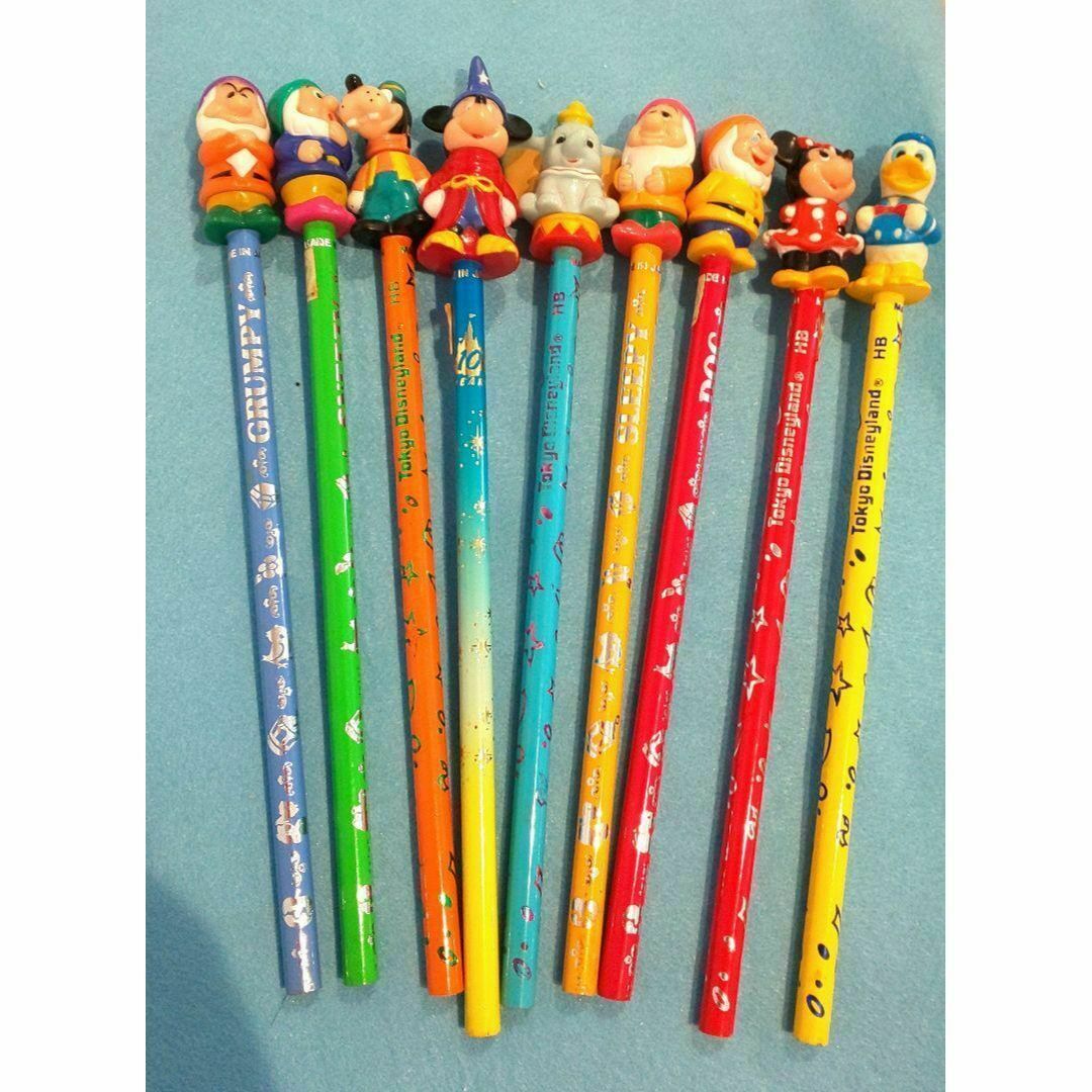 東京ディズニーランド キャラクター付鉛筆 9本セット 昭和レトロ