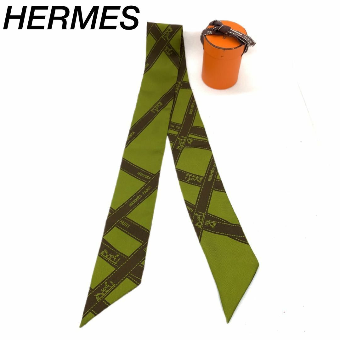 HERMES　エルメス ツイリー スカーフ　ボルデュック　リボン柄