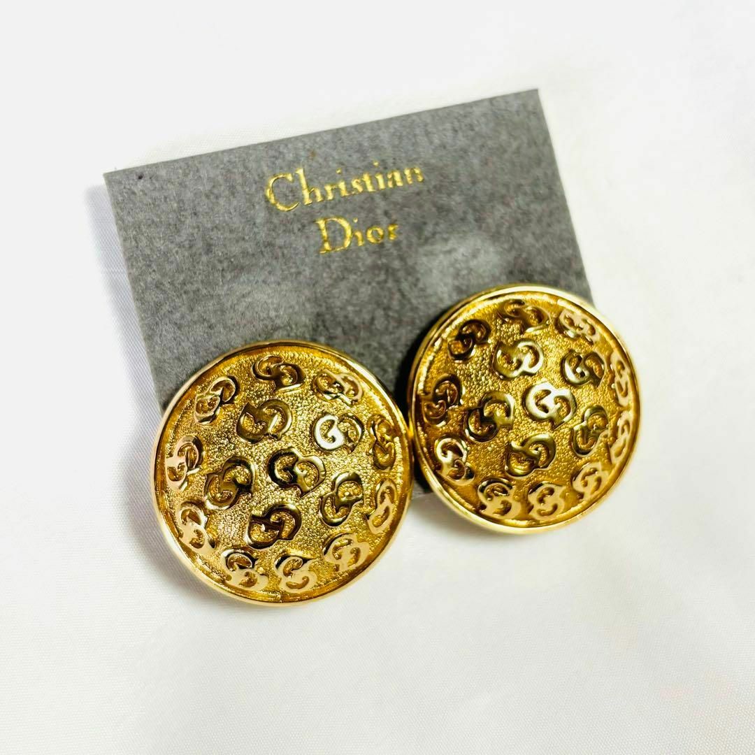 希少 美品 Dior ロゴ イヤリング CD サークル 金 刻印有り