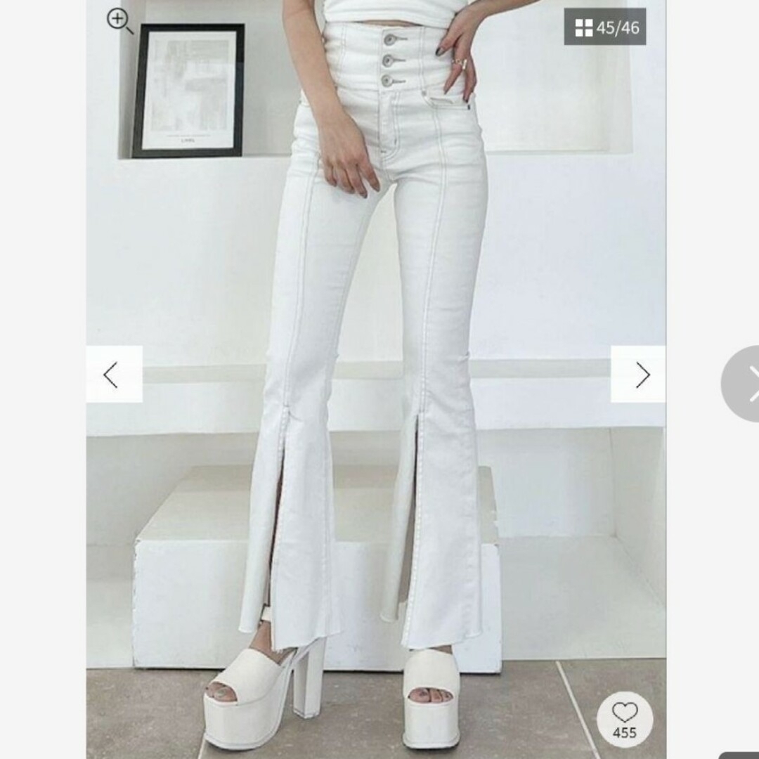 GYDA(ジェイダ)のジェイダ　ボタンスリットフレアカラーパンツ　デニム　フレアパンツ　スリットパンツ メンズのパンツ(デニム/ジーンズ)の商品写真