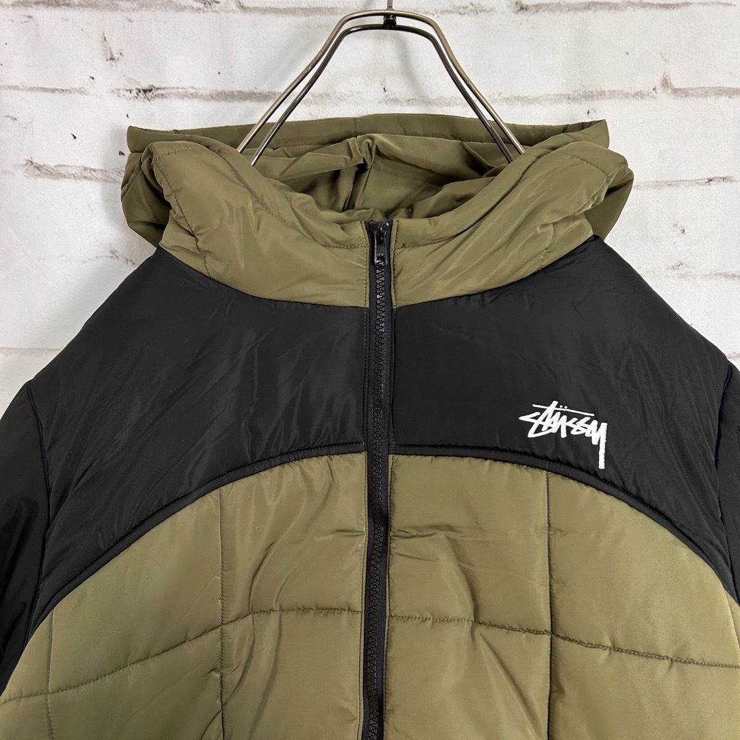 新品!!海外限定!! STUSSY カーキ 切り替え パファジャケットLサイズ 3