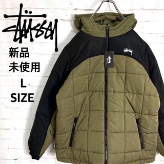 ステューシー(STUSSY)の新品!!海外限定!! STUSSY カーキ 切り替え パファジャケットLサイズ(ブルゾン)