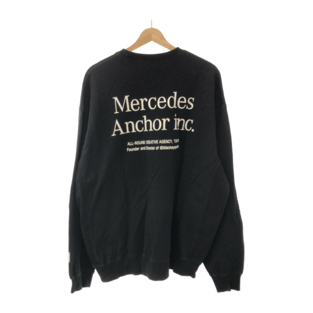 MERCEDES ANCHOR INC メルセデスアンカーインク Crew Sweat ロゴプリント クルーネックスウェットトレーナー ブラック XL