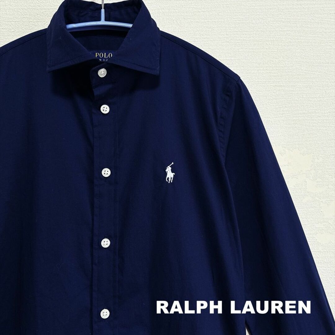 ScoLar(スカラー)の【RALPH LAUREN】ラルフローレン 刺繍ロゴ ネイビー シャツ レディースのトップス(シャツ/ブラウス(長袖/七分))の商品写真