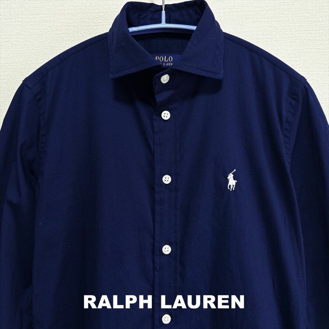 ScoLar(スカラー)の【RALPH LAUREN】ラルフローレン 刺繍ロゴ ネイビー シャツ レディースのトップス(シャツ/ブラウス(長袖/七分))の商品写真