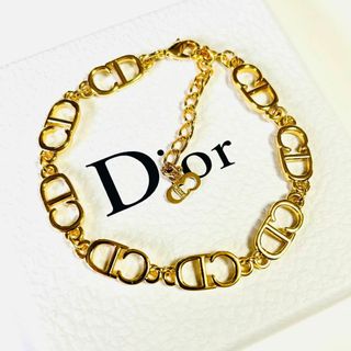 美品 Christian Dior ブレスレット ゴールド CD 太めチェーン-