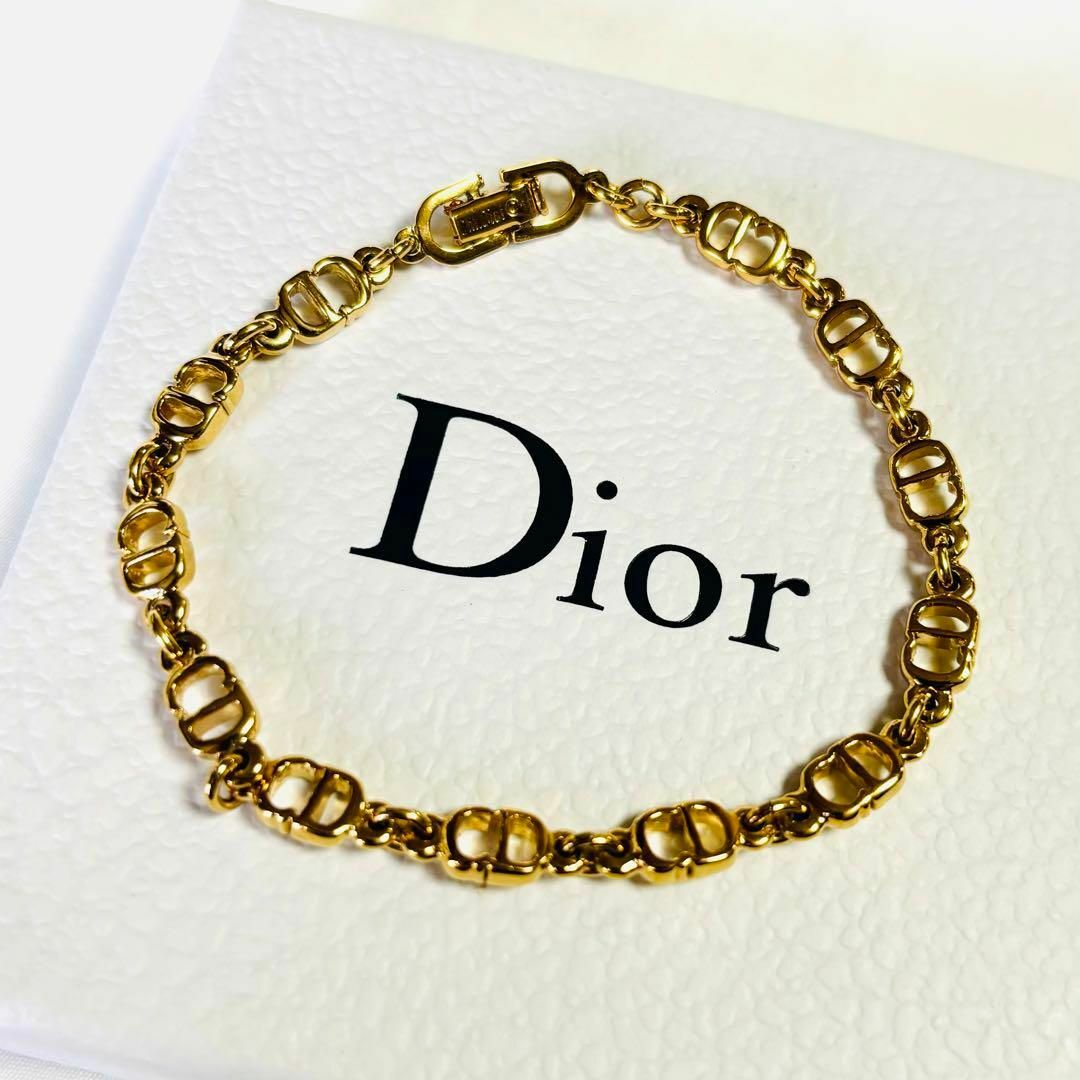 極美品 DIOR ブレスレット ロゴ CD 刻印有り チェーン 金-