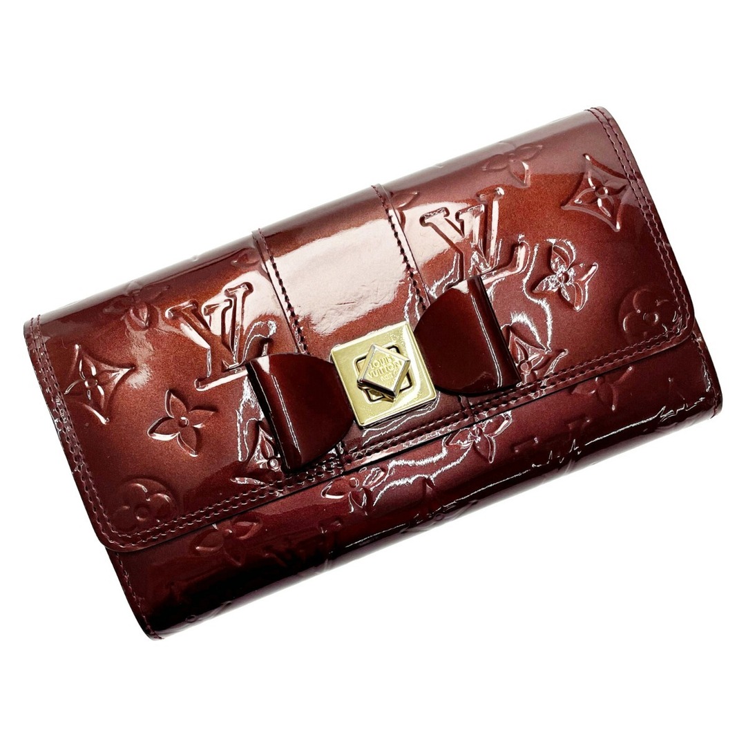 Louis Vuitton Monogram Vernis Sarah Noeud Wallet Red