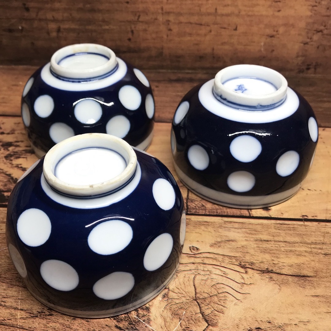 水玉 茶器セット 急須 湯呑み 3客 昭和レトロ 一山 京山 藍色の 水玉 茶器セット 急須 湯呑み 3客 昭和レトロ 一山 京山 藍色の