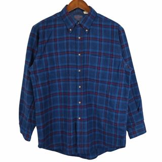 ペンドルトン(PENDLETON)の90年代 USA製 PENDLETON ペンドルトン ウール 長袖シャツ チェック柄 ブルー (メンズ L) 中古 古着 O4879(シャツ)