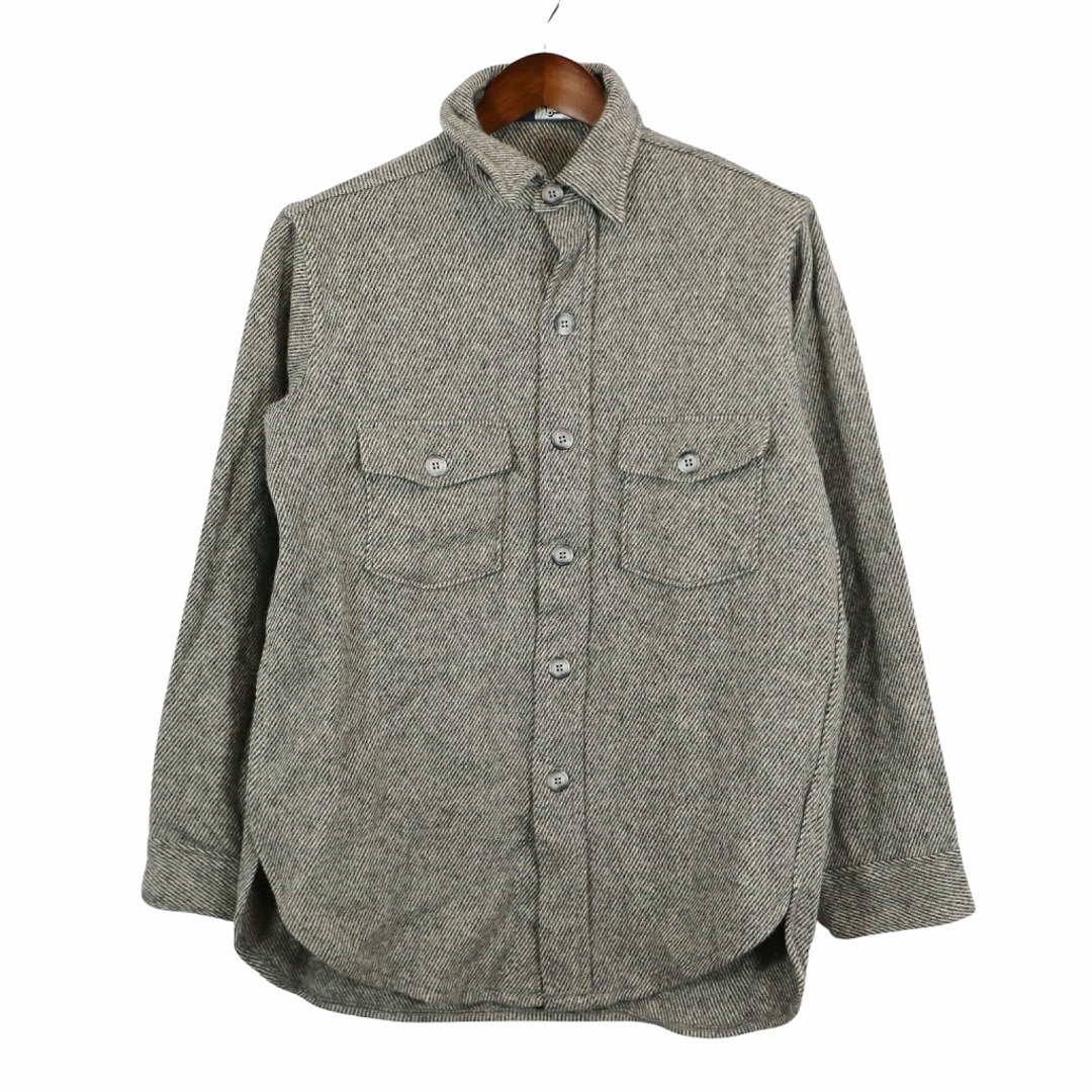 WOOLRICH(ウールリッチ)の90年代 USA製 WOOLRICH ウールリッチ 長袖シャツ ツイル グレー (メンズ M) 中古 古着 O4927 メンズのトップス(シャツ)の商品写真